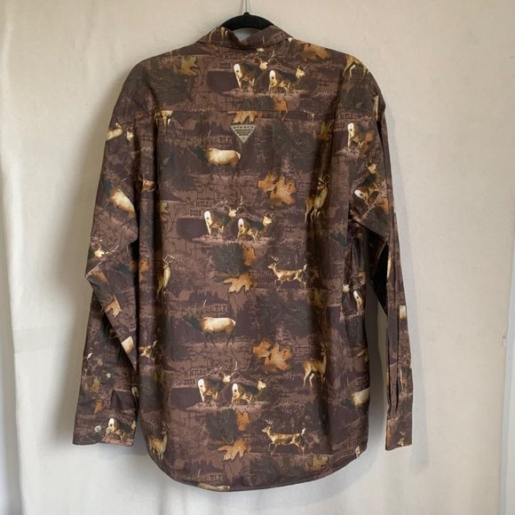 Columbia Hunting Gear Men’s Button Up Large Brown Elk Dear Woods Print Heavyweig - Picture 6 of 12